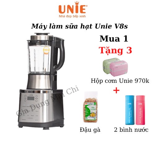 Máy làm sữa hạt đa năng Unie V1S V8S - Hàng Chính Hãng BH 12 tháng (Tặng 3 bình nước cao cấp Unie)