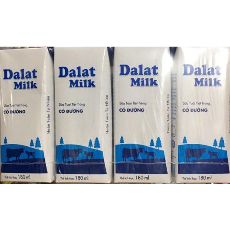 Lốc 4 hộp dalat milk 180ml sữa tưoi đà lạt