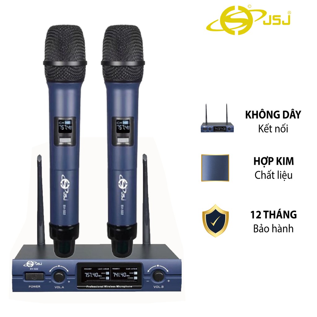 Micro karaoke không dây cao cấp JSJ SV322 tích hợp màn hình led chuyên nghiệp kèm đầu thu sóng giảm nhiễu