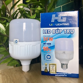 Đèn led tiết kiệm điện - Búp trụ - Led Bulb Trụ 36w HG Chính hãng - Nhà phân phối