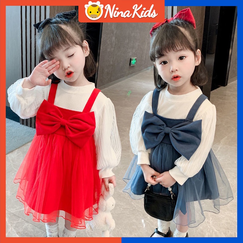 Đầm Lưới Tay Dài Phong Cách Công Chúa Cho Bé Gái 0-4 Tuổi