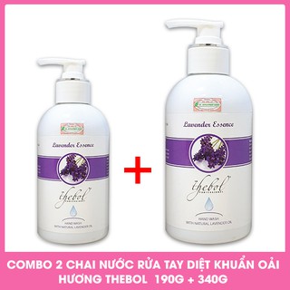 Combo 2 chai nước rửa tay diệt khuẩn oải hương Thebol 190g + 340g