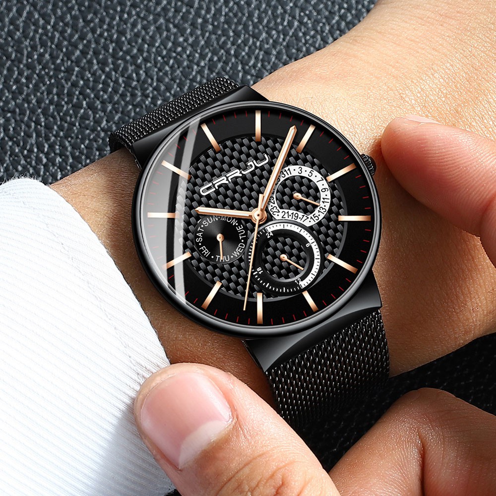 Đồng Hồ Quartz CRRJU 2153G Dây Đeo Tháp Siêu Mỏng Chống Nước Sang Trọng Dành Cho Nam