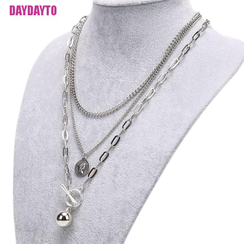 Vòng Cổ Choker Nhiều Lớp Mặt Đồng Xu Thời Trang Cho Nữ