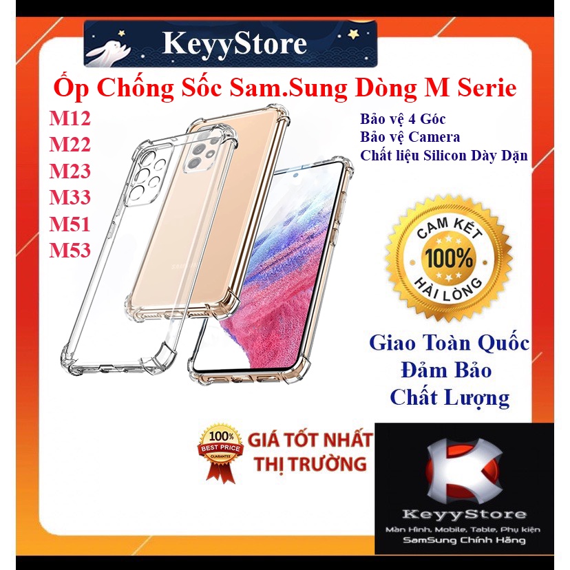 ❤️KeyyStore❤️ Ốp Điện Thoại Chống Sốc Cho Samsung Galaxy M23 M33 M12 M51 M53 M22 M32 Trong Suốt Bảo vệ máy tối đa Ốp m23