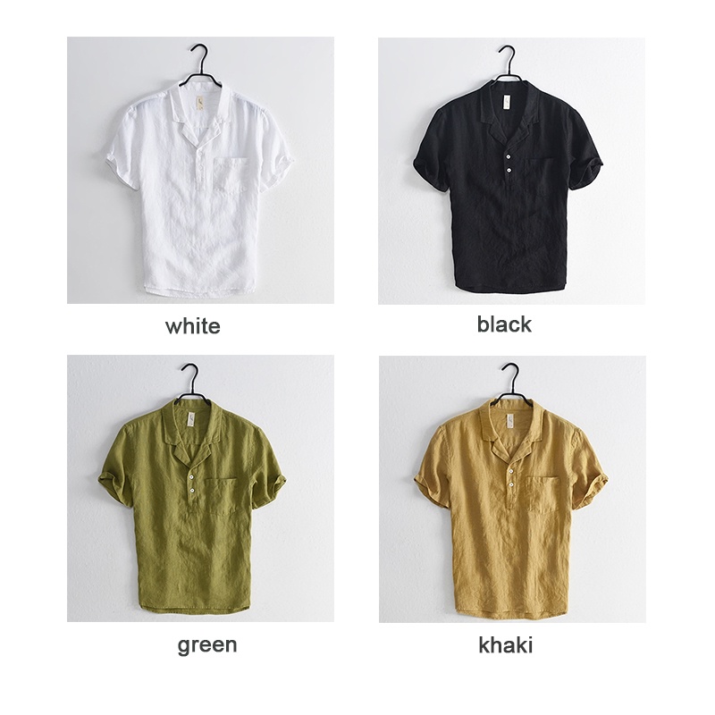 Áo sơ mi AOKANG vải lanh màu trơn thoải mái retro đơn giản dành cho nam