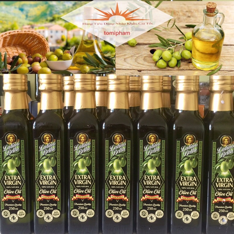 Dầu Oliu Nguyên Chất Extra Virgin Latino Bella-Nhập Khẩu Tây Ban Nha Các Cỡ-Dầu Olive Oil Cho Bé Ăn Dặm,Ăn Kiếng,Làm Đẹp