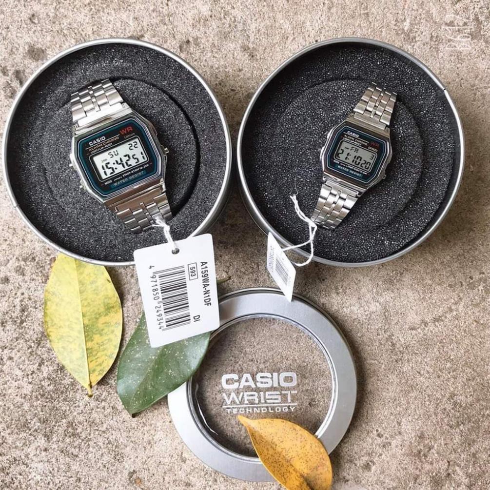 Đồng hồ Nam nữ Casio A159 điện tử dây thép không gỉ, mẫu bạc mặt đen sang trọng, thanh lịch - đồng.hồ.thể.thao | BigBuy360 - bigbuy360.vn