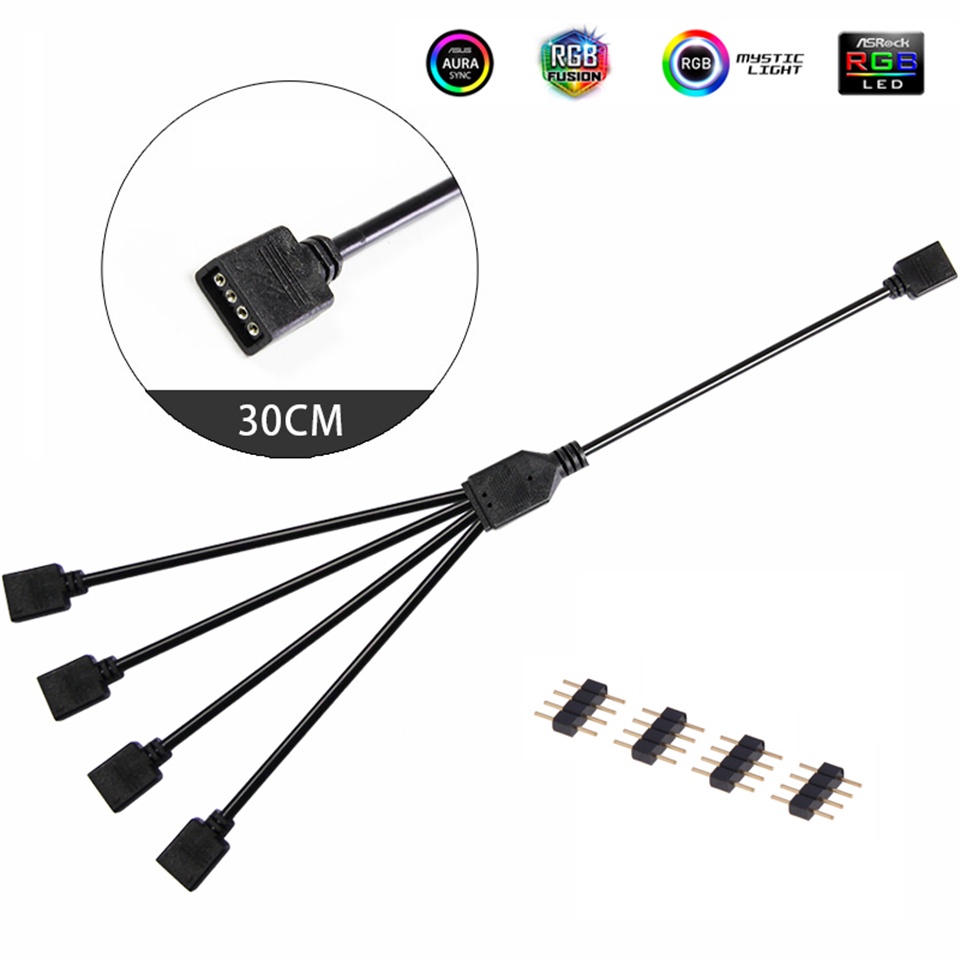 Cáp mở rộng 1/2/3/4 12V 4PIN RGB / 5V 3PIN ARGB Đầu nối dải LED ARGB Đầu nối cáp mở rộng cho CPU / Quạt