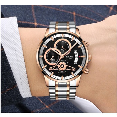 Đồng Hồ Nam NIBOSI Dây Thép Đúc Đặc 6 Kim Đẳng Cấp NB23091 tặng Pin