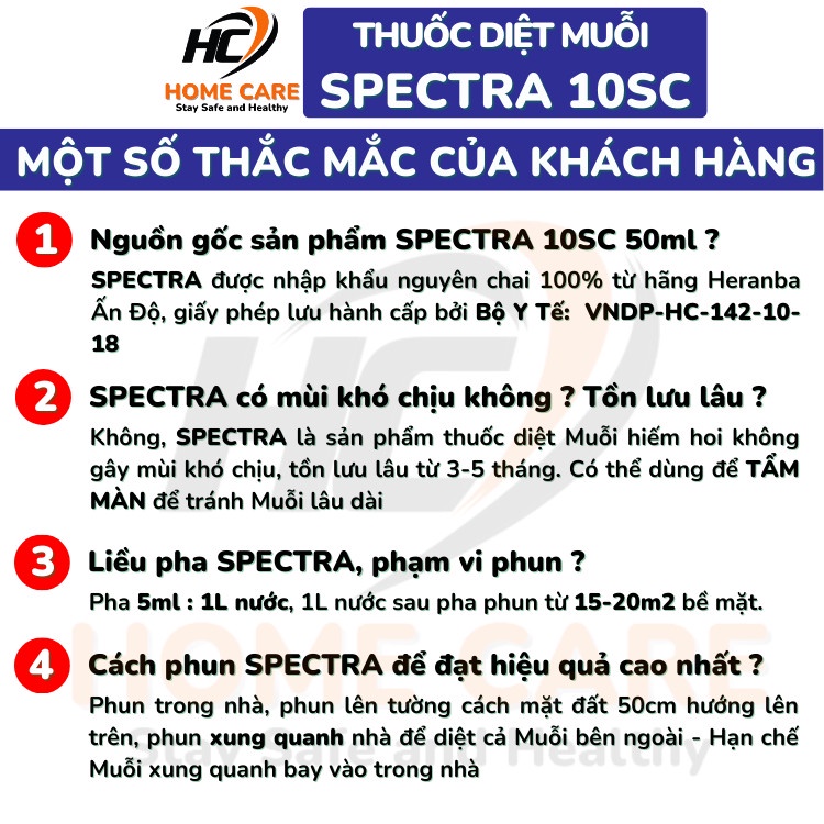 Thuốc Diệt Muỗi SPECTRA Fendona 10SC 50ml Không Mùi Xuất Xứ Ấn Độ Hiệu Quả Với Muỗi Kháng, Côn Trùng Sâu Bệnh-Home Care