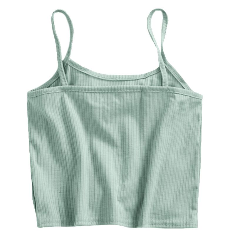 Xiangbao Áo Hai Dây Dệt Kim Mỏng Màu Trơn Không Tay Có Gân Cổ Chữ V Cho Nữ