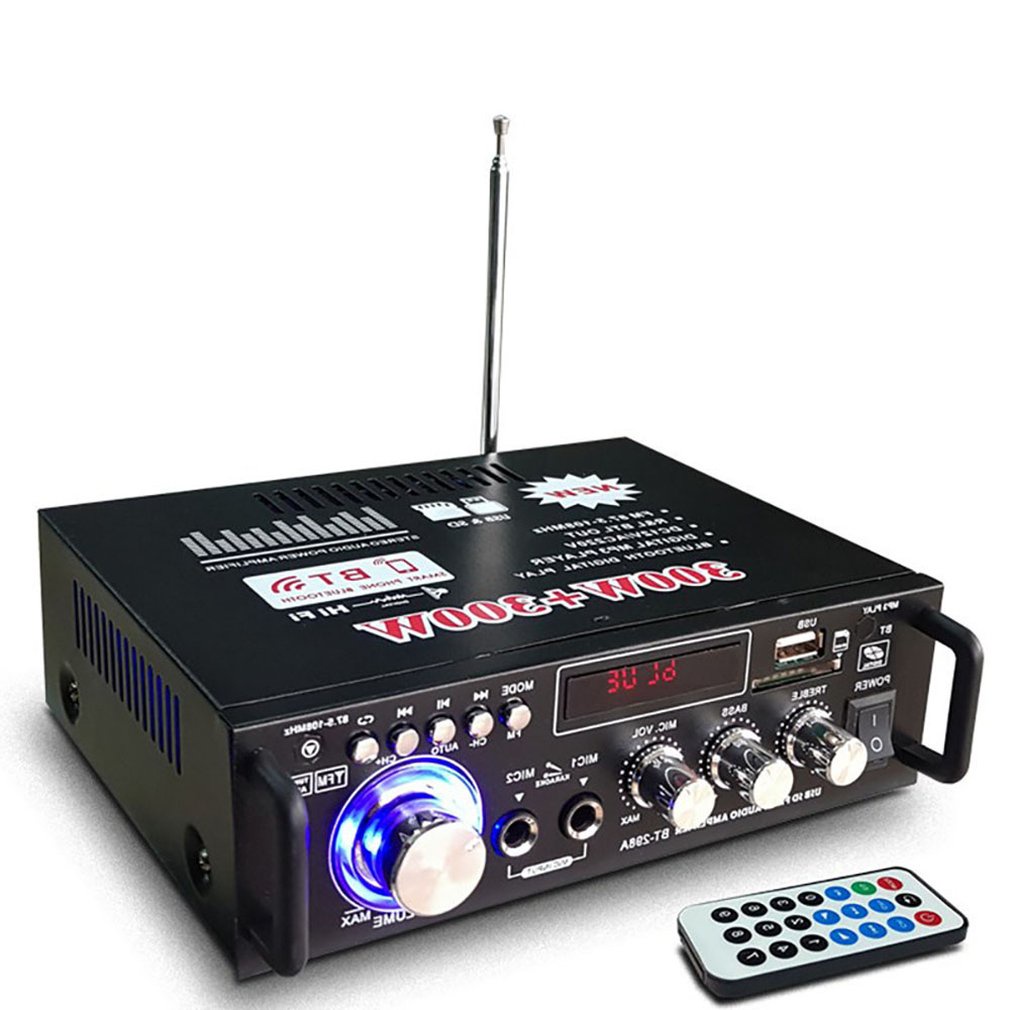 Amly Mini Karaoke Bluetooth BT-298A, Ampli Bluetooth 600W-12V 220V cao cấp  Bass khỏe, Tự Động Lọc Nhiễu - Bảo Hành 12T