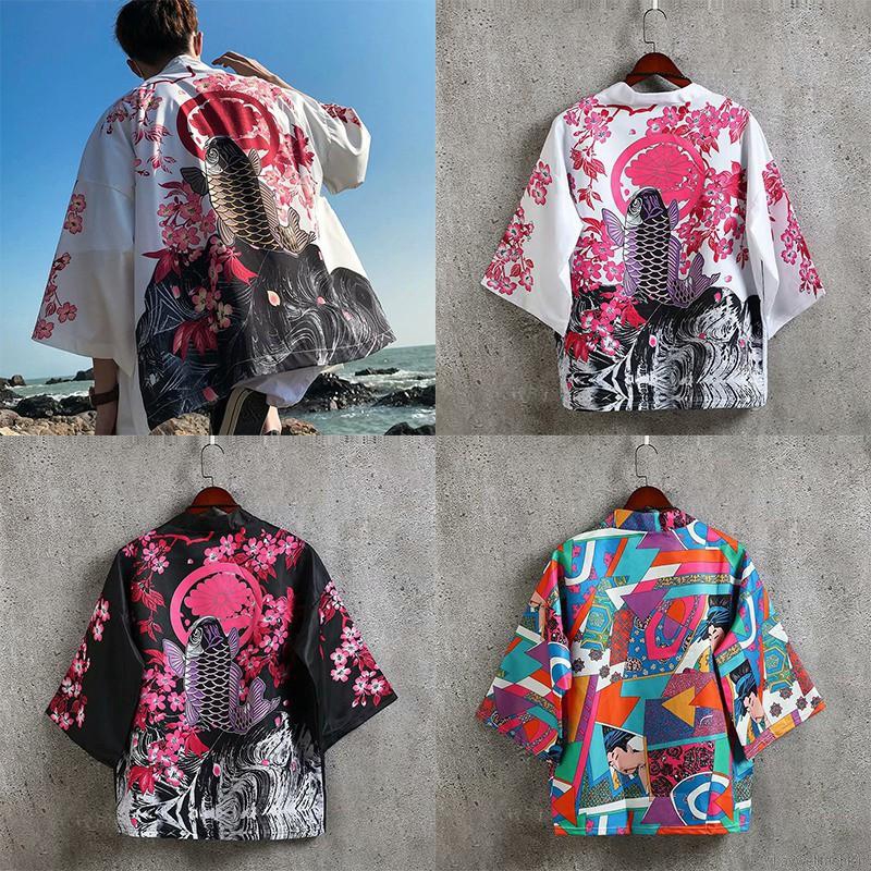 [Baywellfashion]Áo khoác kimono tay lỡ phong cách Nhật Bản cho nam