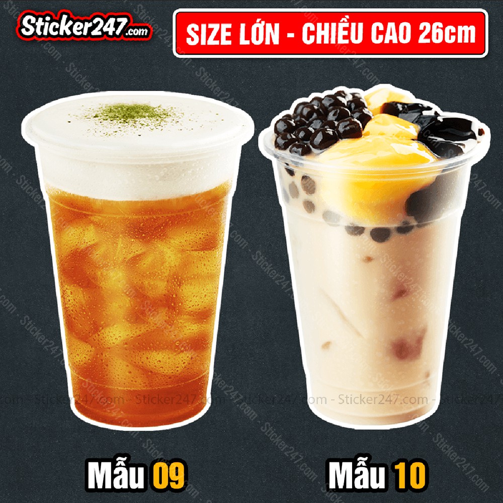 Sticker trà sữa khổ lớn hình siêu thực 𝑭𝒓𝒆𝒆𝒔𝒉𝒊𝒑 trang trí decor quán cà phê, trà sữa, quán ăn, dán tường, quầy, kính