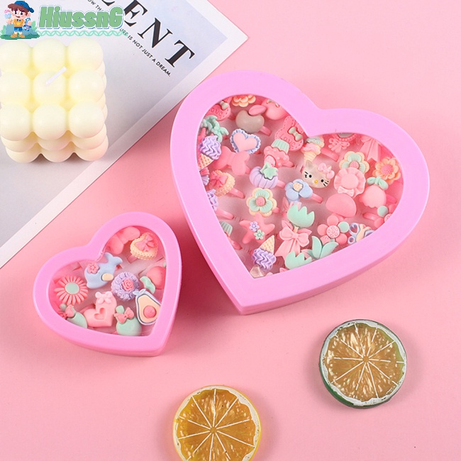 Hộp Nhẫn Hình Trái Tim Nhiều Màu Có Thể Điều Chỉnh Kích Thước Dành Cho Bé Gái