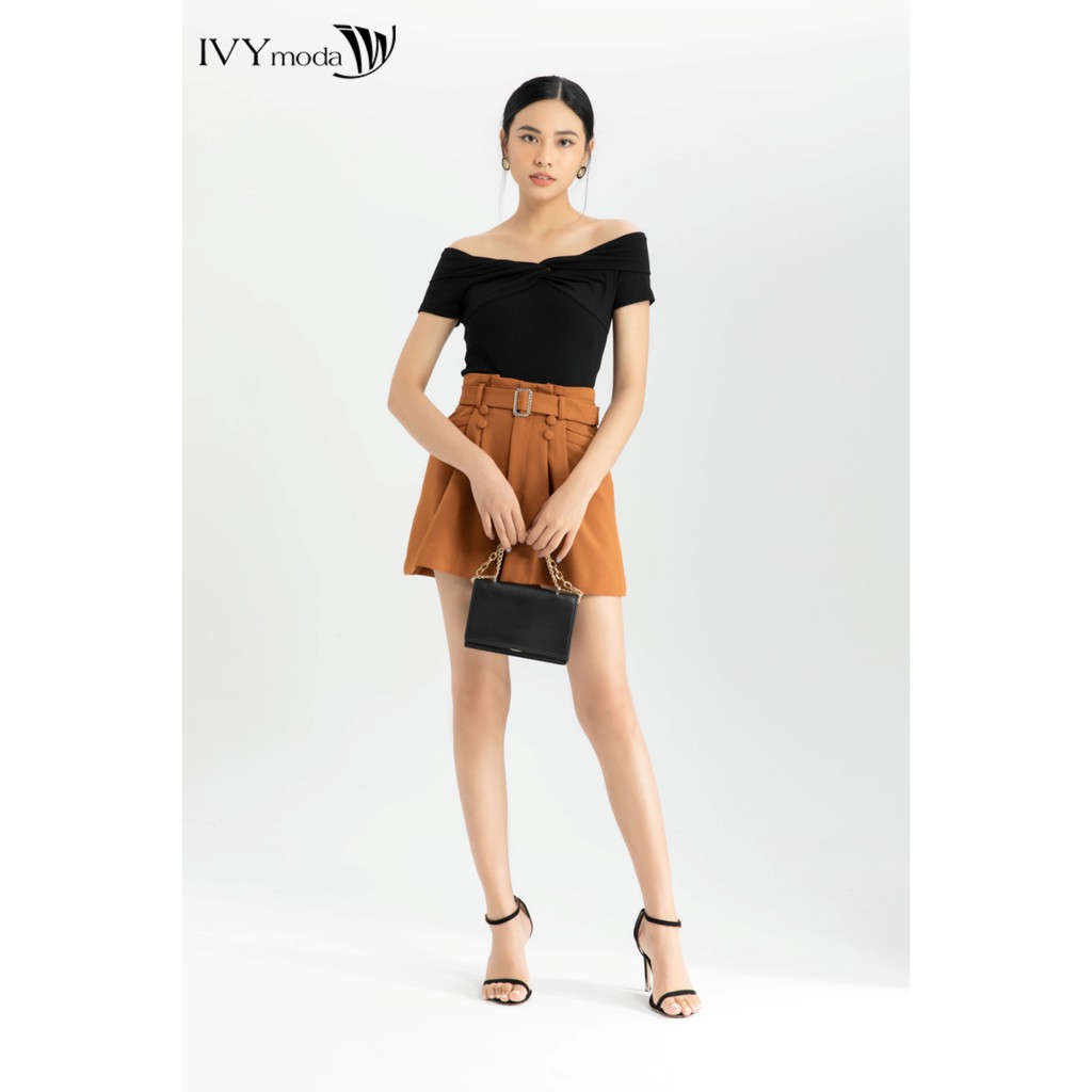 [NHẬP WABRTL5 GIẢM 10% TỐI ĐA 50K ĐH 250K ]Quần sooc nữ kèm đai thiết kế IVY moda MS 20B8305