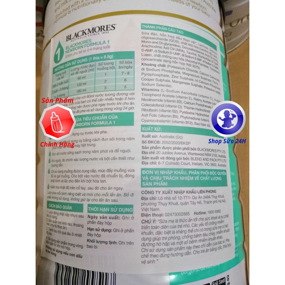 [TEM PHỤ CHÍNH HÃNG] Sữa BLACKMORES ÚC Số 1, 2, 3 Lon 900g
