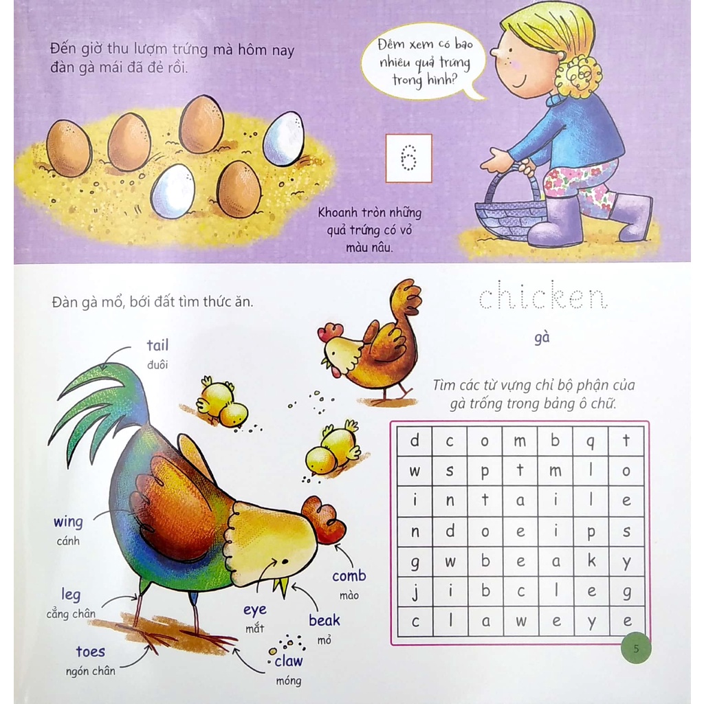 Sách - Let’s Go To The Farm - Nào Mình Cùng Đến Nông Trại (Học Mà Chơi - Dễ Dàng Viết/Xóa) Song Ngữ Anh - Việt