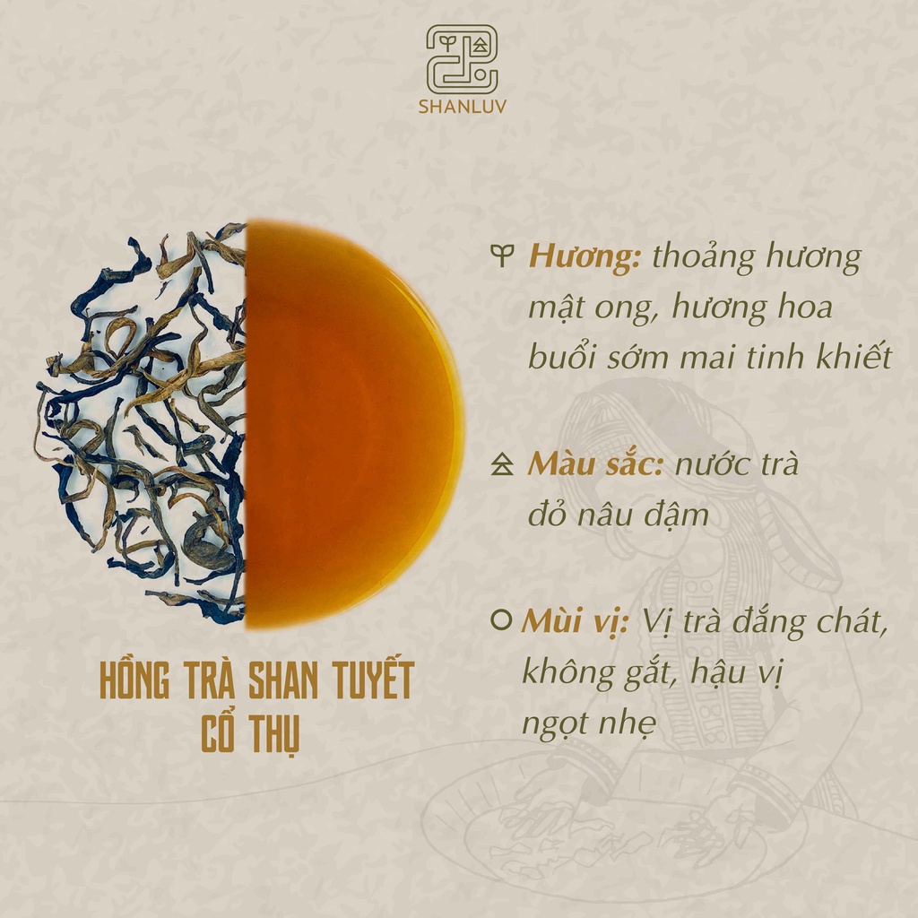 Trà Shan Tuyết Cổ Thụ Cây 300 Tuổi Hà Giang 10 loại SHANLUV Thơm Mật Hậu Ngọt, Bền Nước 8gr | BigBuy360 - bigbuy360.vn