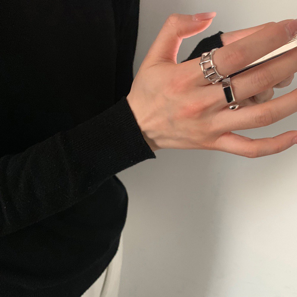 Nhẫn Dạng Dây Xích Hở Màu Sắc Cá Tính Phong Cách Harajuku Cho Nữ