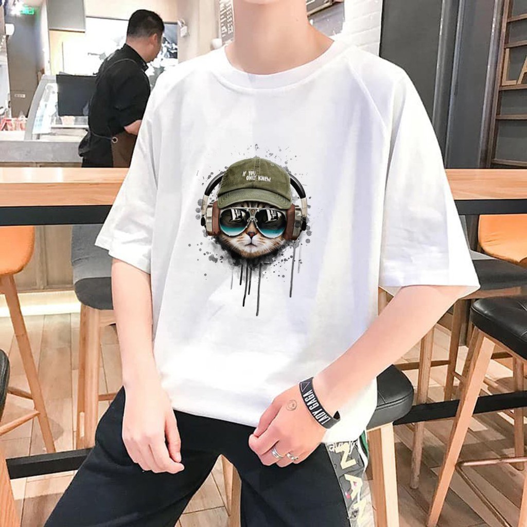 Áo Thun Tay Lỡ In Mèo Nghe Nhạc, Aó Thun Nam Nữ Unisex In Hình Cá Tính - ATIN52 | BigBuy360 - bigbuy360.vn