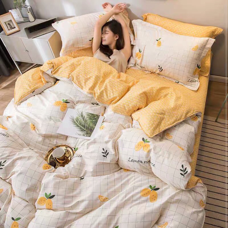 [GIÁ HỦY DIỆT] set chăn ga poly cotton chanh mẫu mới