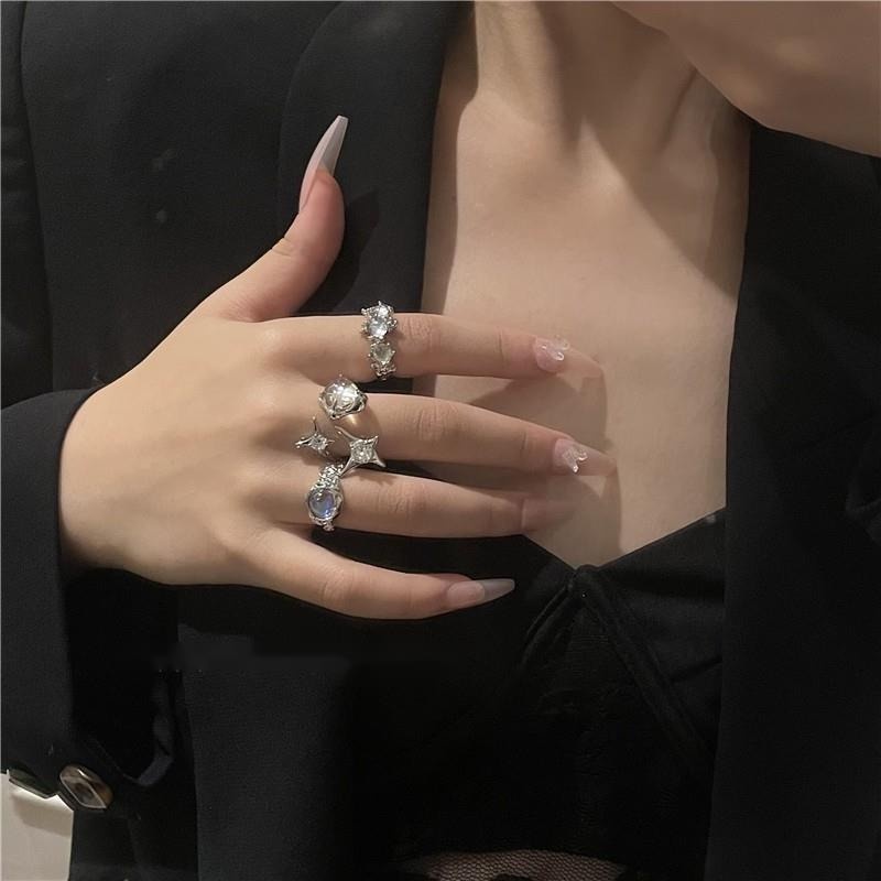 Nhẫn Đính Đá Opal Sang Trọng Thời Trang Cho Nữ