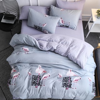 set chăn ga gối cotton đũi Nhật hạc xanh đá