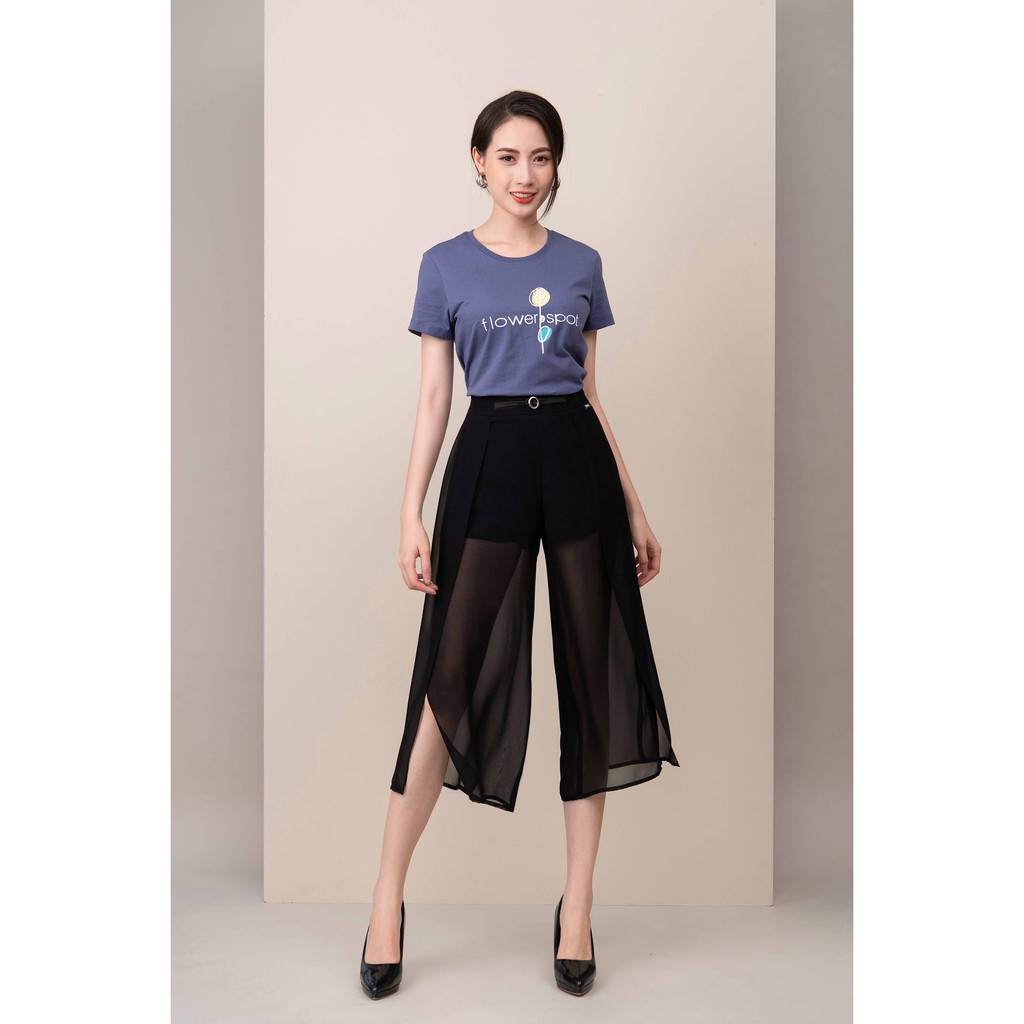 Quần shorts đen giả culottes phủ voan ngựa Hàn Quốc TOSON