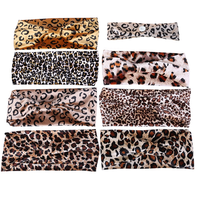 Băng Đô Thể Thao Bản Rộng In Họa Tiết Da Báo Phong Cách Boho Hàn Quốc Cho Nữ