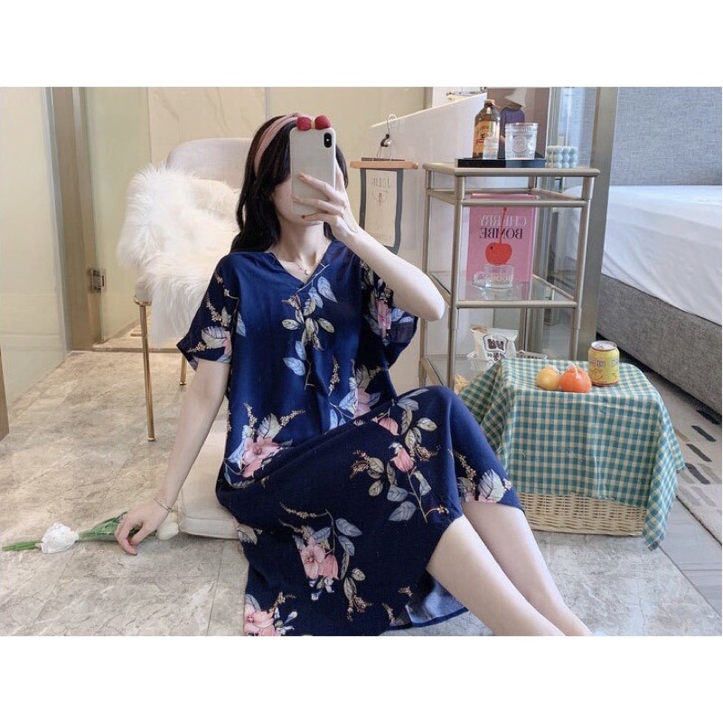 Váy bầu bigsize, đầm ngủ suông dáng dài mới siêu đẹp mềm mịn mát cao cấp