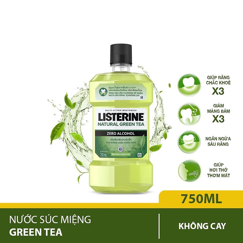 Nước Súc Miệng Ngừa Sâu Răng Listerine Natural Green Tea 750ml (MP6928)