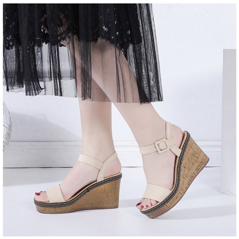 XẢ KHO (S99) Sandal nữ đế xuồng da lộn 10 phân (mã 1906- sandal xuồng)