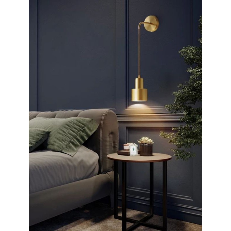 Đèn thả gắn tường màu đồng hiện đại, đèn trang trí - tặng kèm bóng led; Đèn thả trang trí nội thất