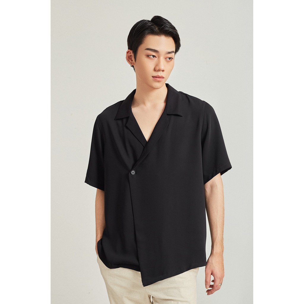 Áo Sơ Mi Ngắn Tay Vạt Chéo Nam HIGHWAY MENSWEAR Gabby Shirt Đen