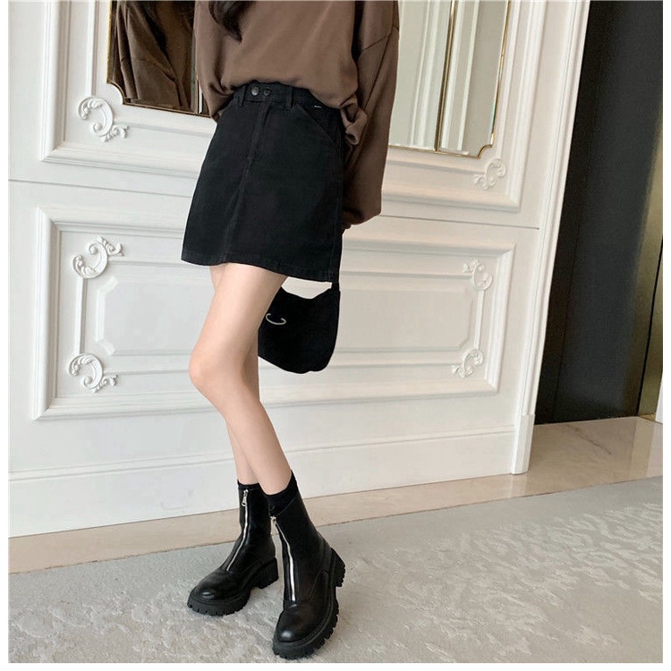 Chân Váy Jeans Chữ A Phong Cách Hàn Quốc Thời Trang Cho Nữ