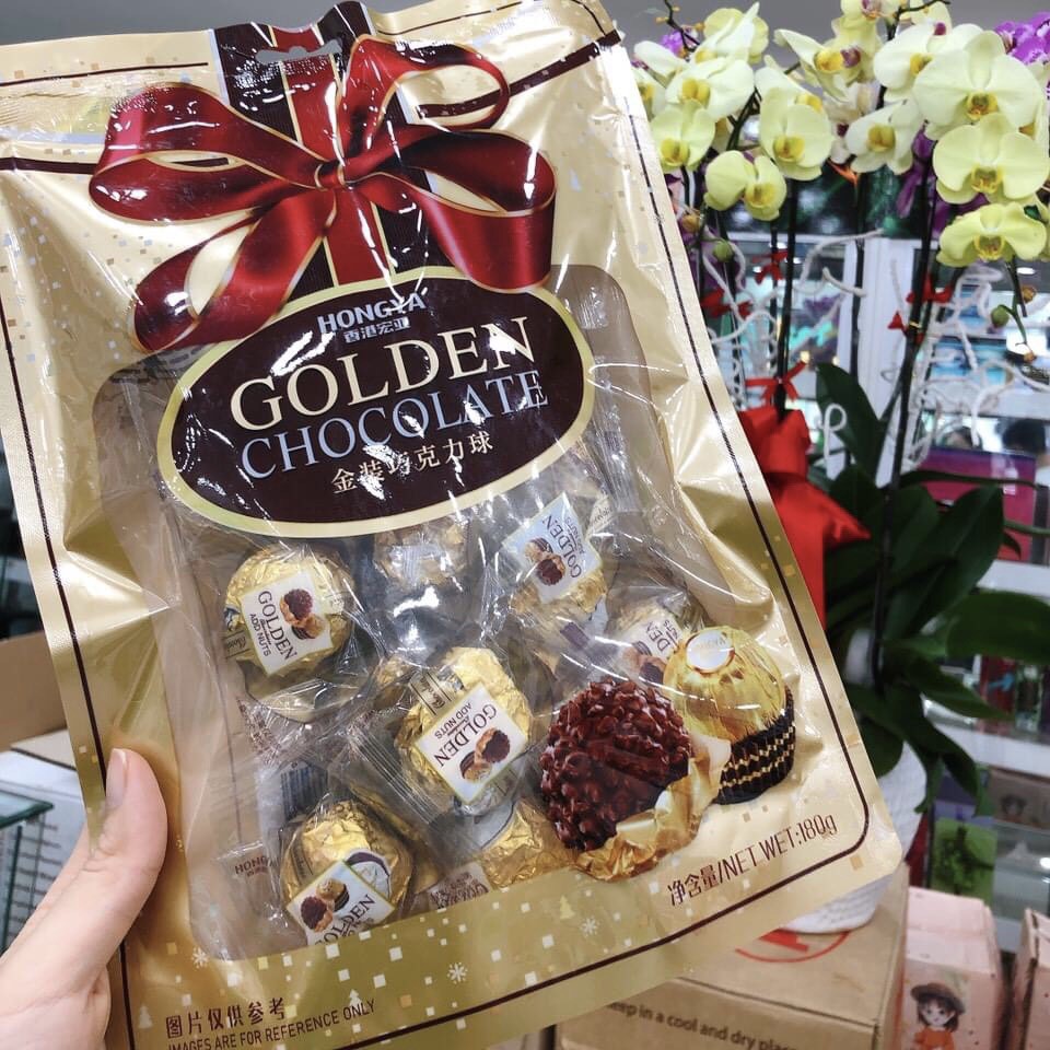 Thanh Hoá - Kẹo Socola GOLDEN CHOCOLATE HONGYA gói 180g