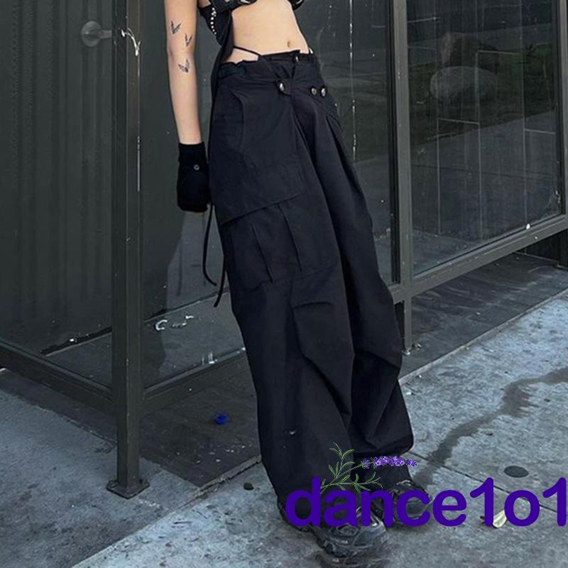 Quần Dài Lưng Thấp Rút Dây Tập Múa Cho Nữ 1O1-Y2k