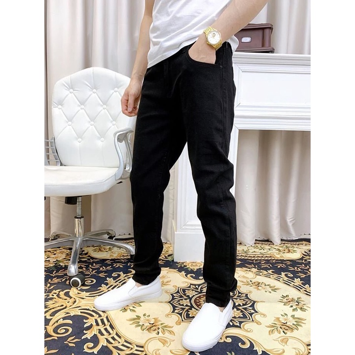 Quần Bò Nam Xanh Đậm Dáng Ôm Chất Vải Jean Mềm Mịn Phong Cách Trẻ Trung