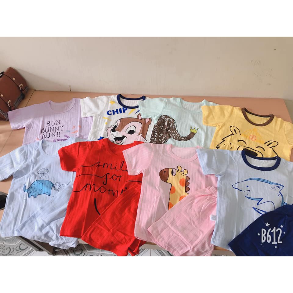 (Xả kho)Bộ cotton giấy bé trai, bé gái Quảng Châu túi zip-chọn màu