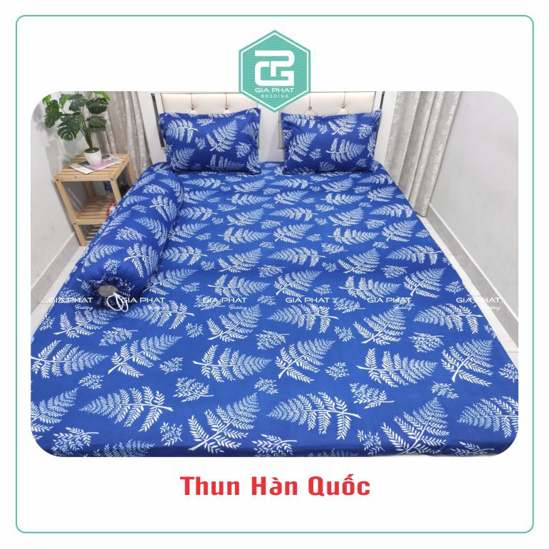 Bộ Ga Gối Thun Lạnh Hàn Quốc {4 Món } họa tiết Lá Phong ( 1 ga bọc + 2 vỏ gối nằm + 1 vỏ gối ôm )