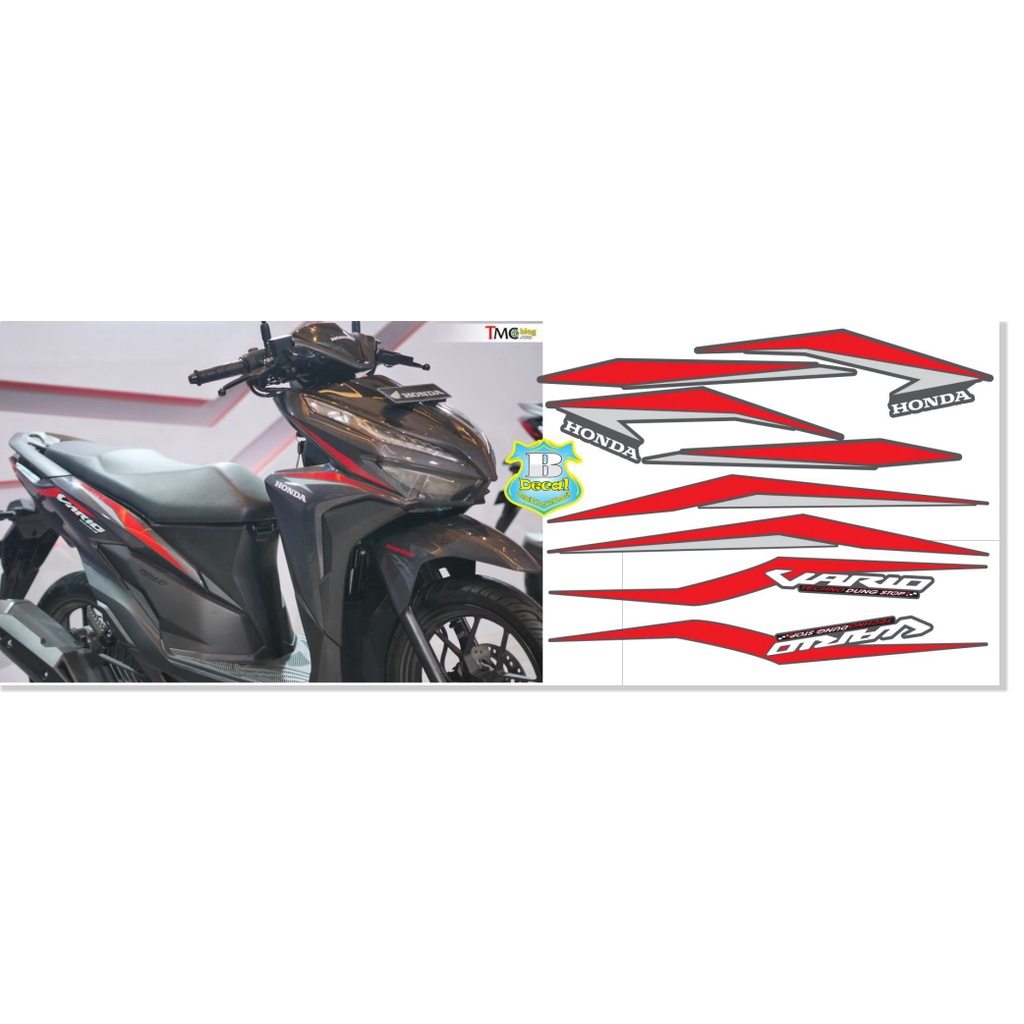 ( Quí khách vui lòng mang ra tiệm cho thợ dán ) Tem vario 150 2018 xám