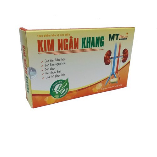 Kim Ngân Khang hộp 30 viên- Giúp tăng cường giải độc, lợi tiểu. Làm giảm các triệu chứng: tiểu buốt, tiểu rắt, tiểu đục,