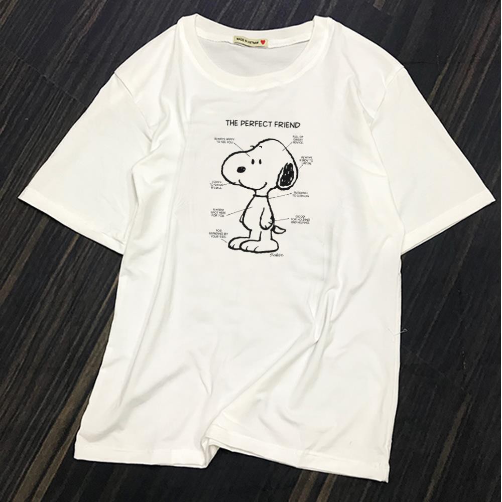 ÁO THUN TAY LỠ THỜI TRANG Snoopy The Perfect Friend PHONG CÁCH HÀN QUỐC AOMI