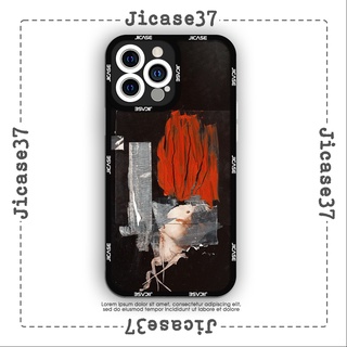 Ốp lưng iphone và samsung xiaomi oppo cạnh vuông Jicase Tranh trừu tượng đỏ 