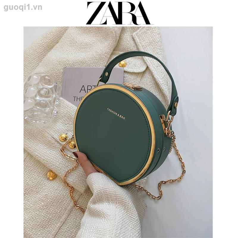 Giao thông tự do◎♞Zara Túi Xách Tròn Phối Dây Xích Đeo Vai Phong Cách Phương Tây Sang Trọng Cho Nữ