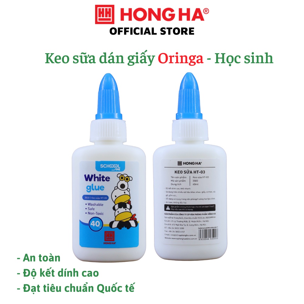 Keo sữa dán giấy cho học sinh Oringa Hồng Hà - 3500