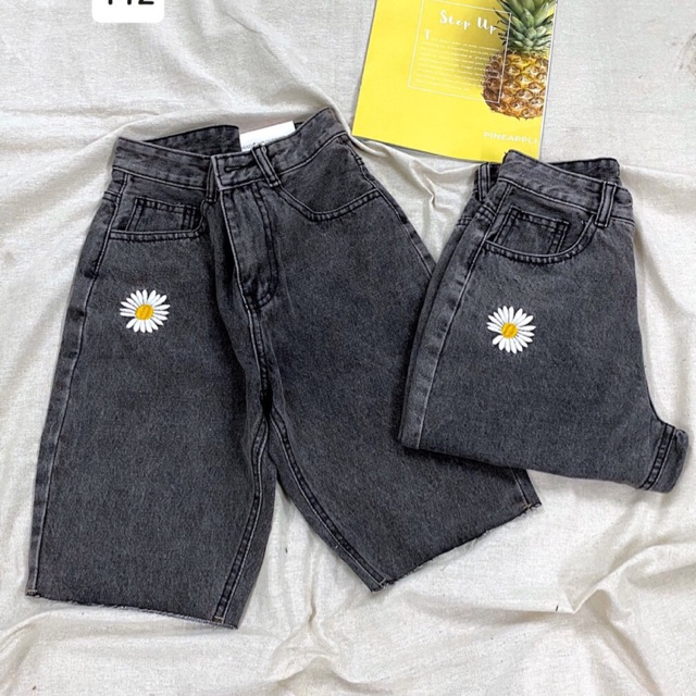 ❄️Short Jeans Ngố Thêu Bông Cúc