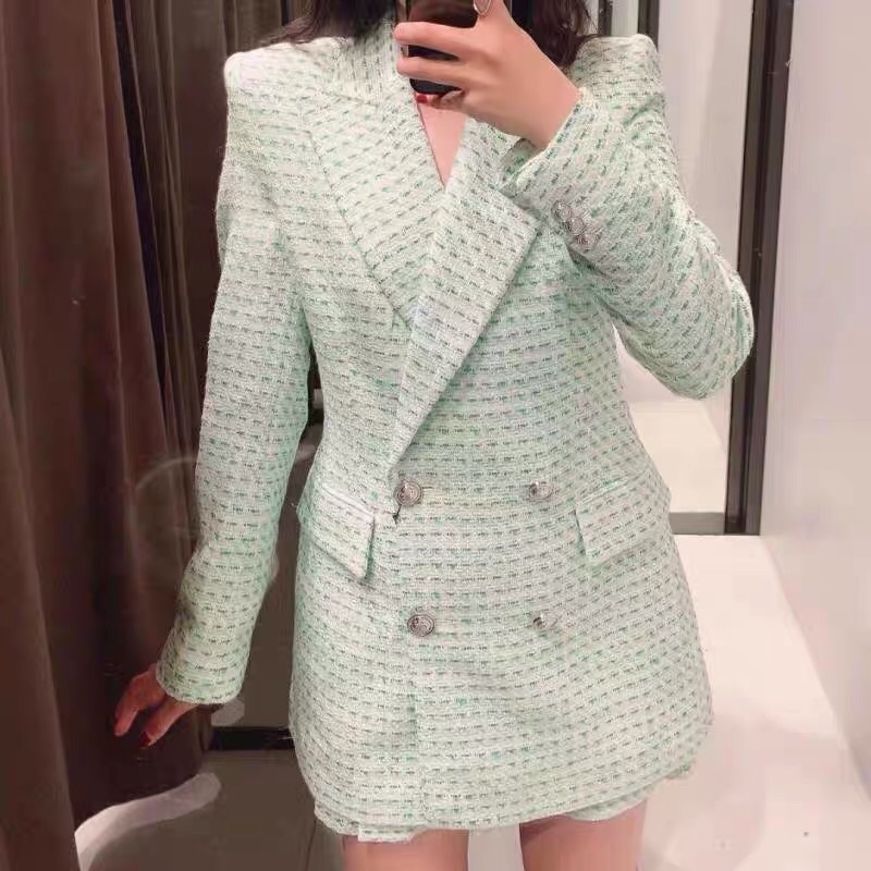 Áo khoác blazer dạ tweed Zara xuất